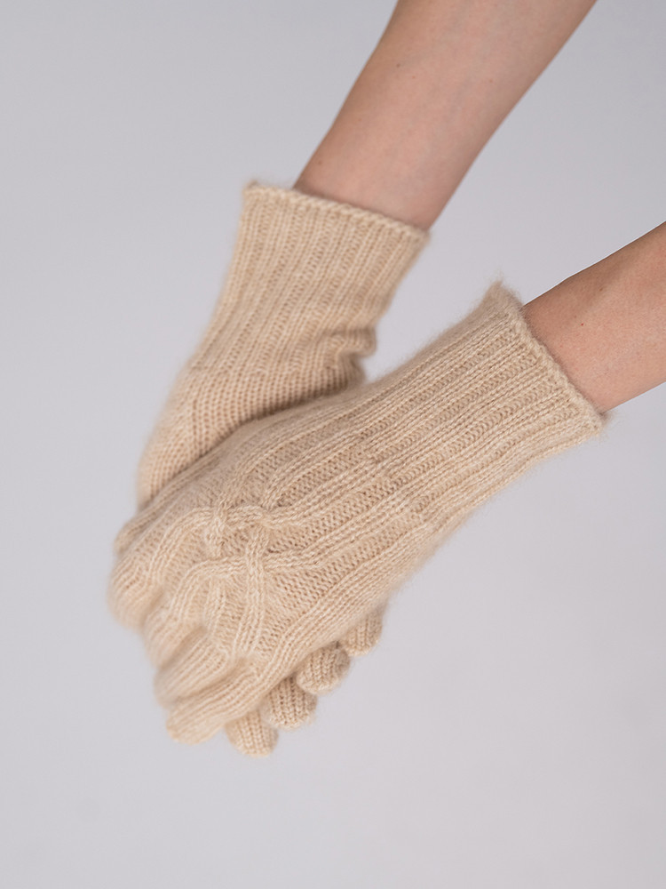 Textured cashmere gloves