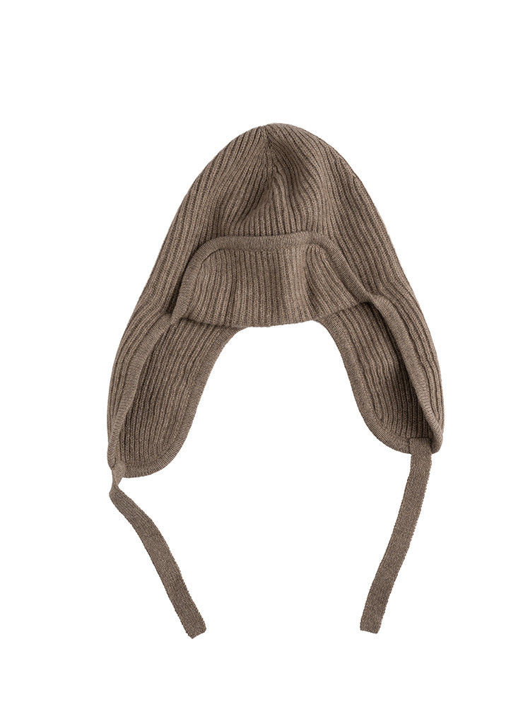 Ribbed cashmere aviator hat