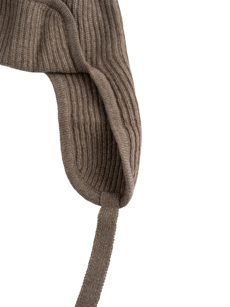 Ribbed cashmere aviator hat