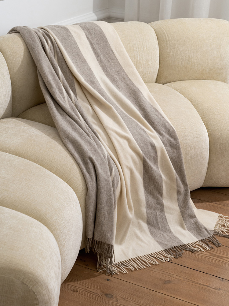 100% Sheep wool striped blanket