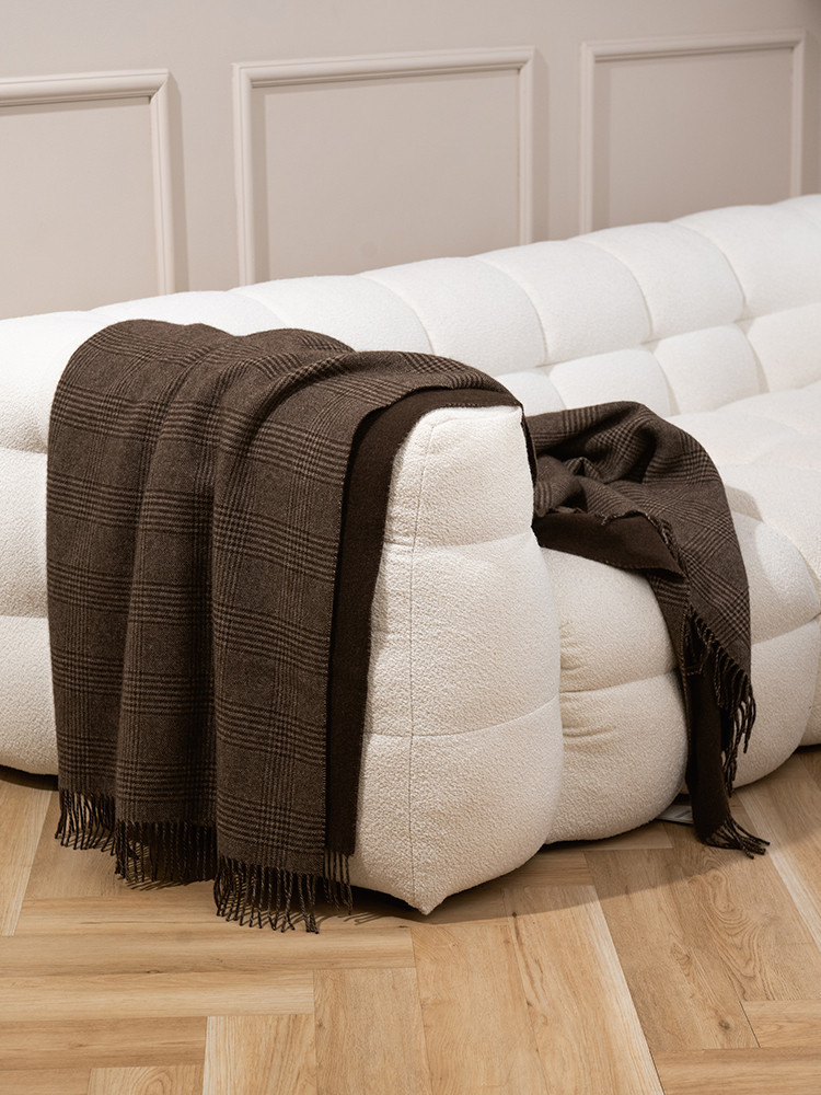 Checked yak wool blanket