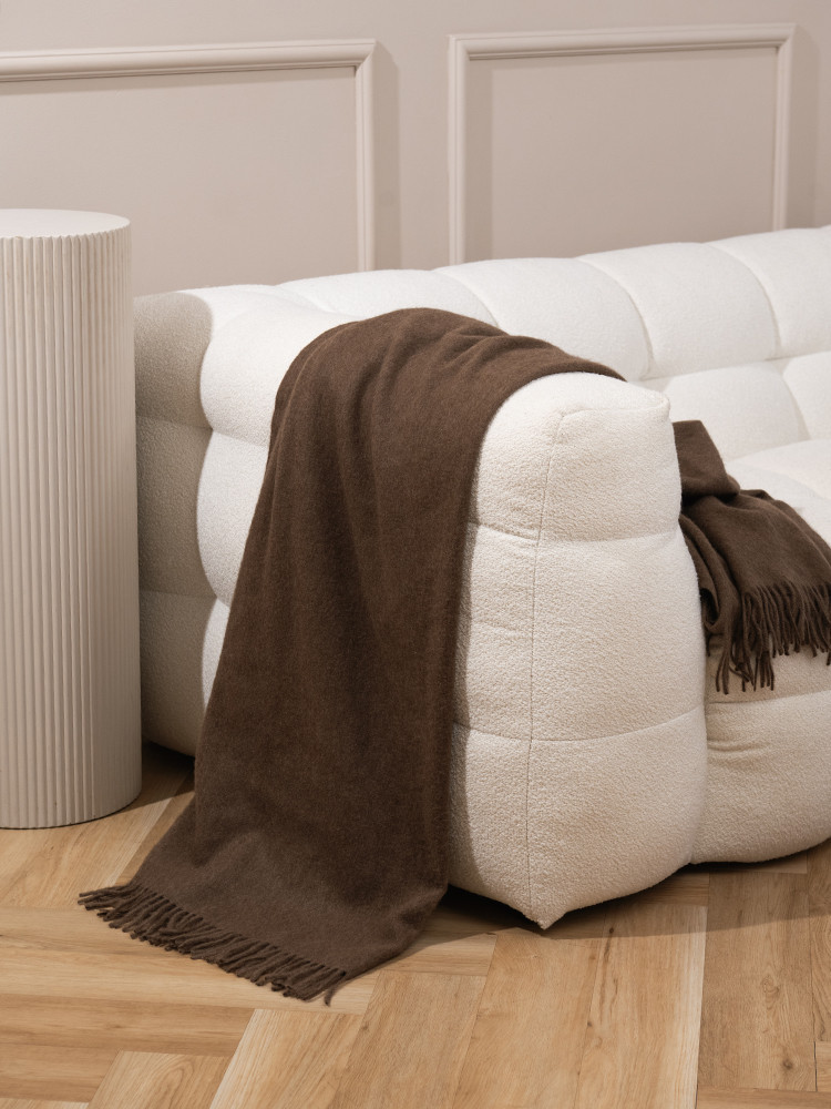 Yak wool blanket 100% dark brown